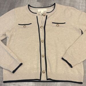 NWT beige chest pocket buttoned cardigan